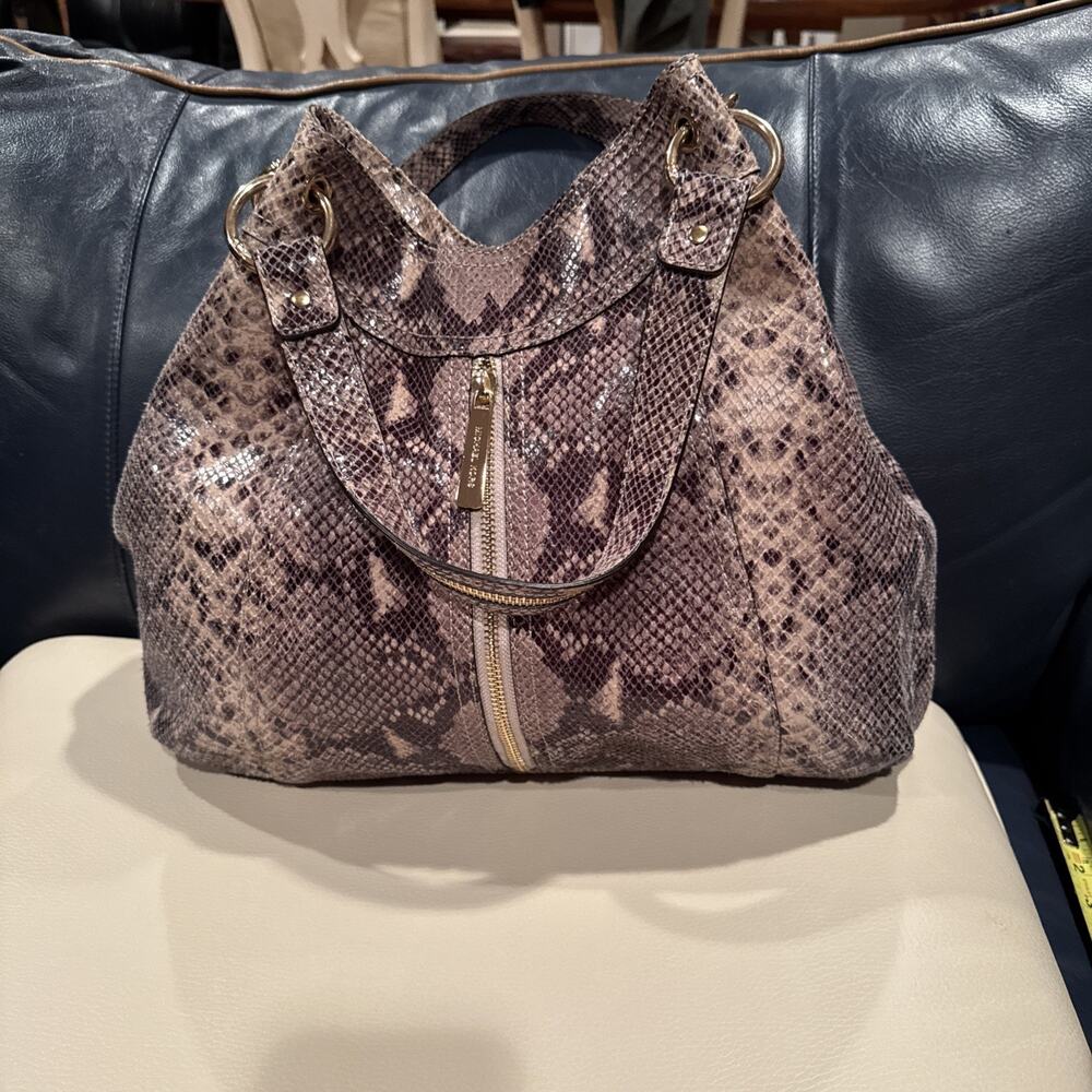 Michael Kors python snake print satchel shoulder bag with gold-tone hardware
